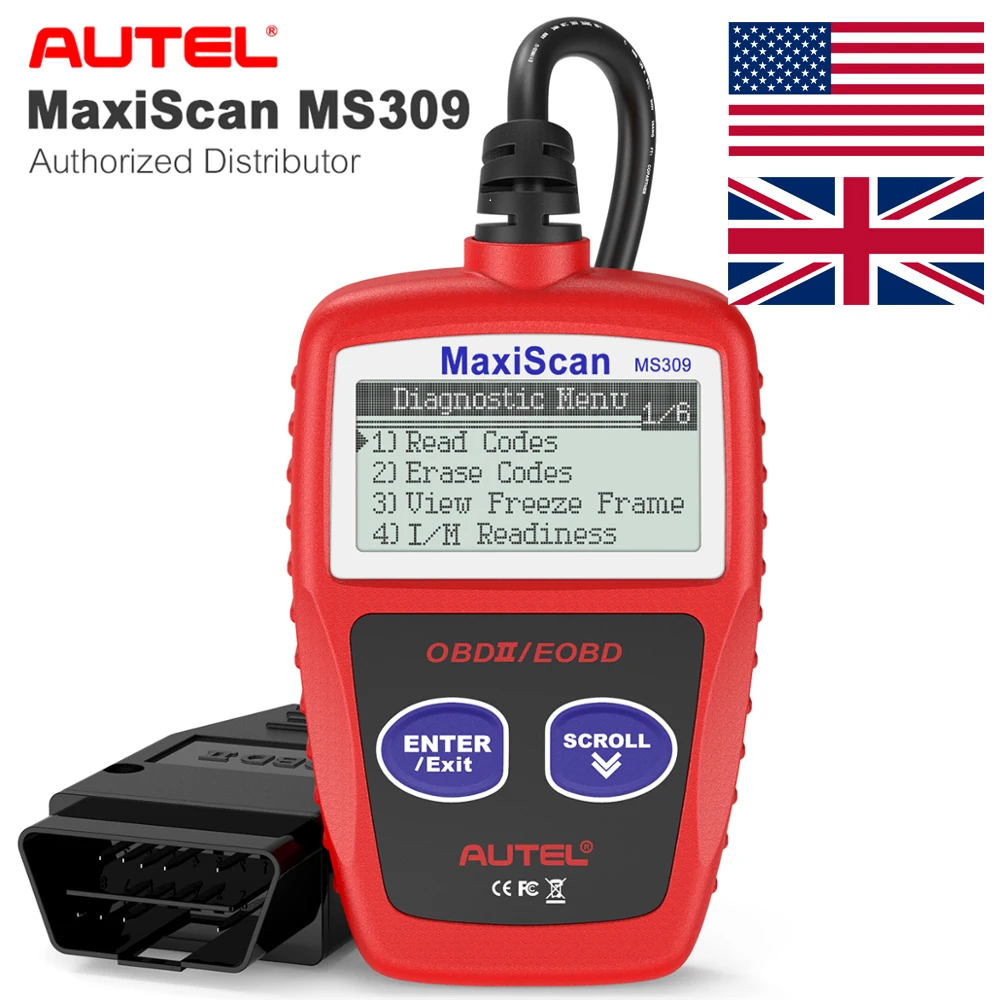 Autel OBD2 сканер MaxiScan MS309 считыватель кодов двигателя выключсветильник