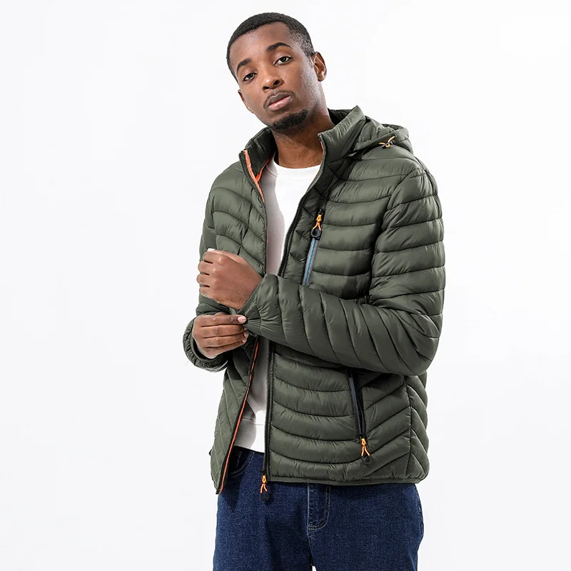 2022 Winter Down Jacket Light Cotton Coat Men's Warm Cotton Jacket Removable Hat Cotton Coat Thermal Jacket Packable Lightweight