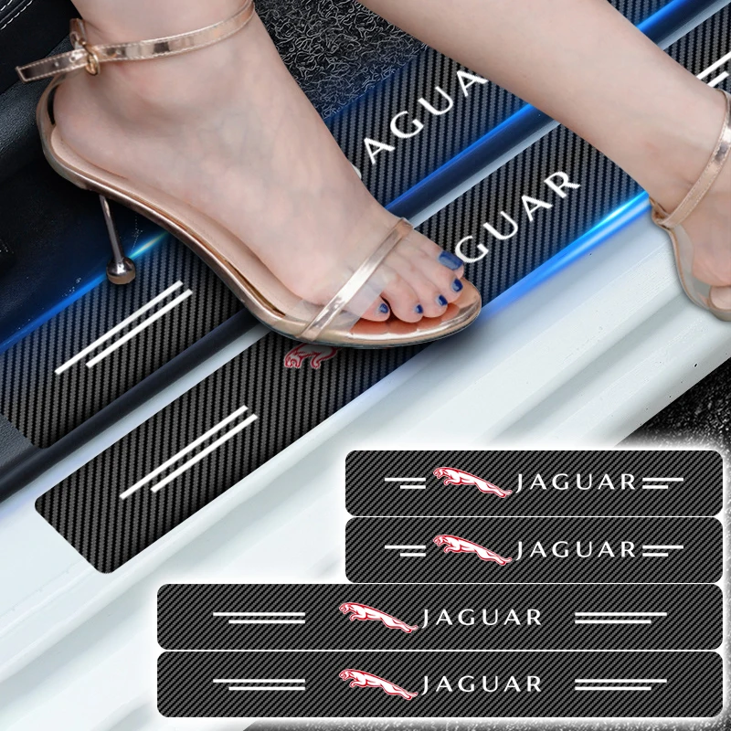 

4pc New Carbon Fiber Car Door Threshold Sill Scuff Anti Sticker For Jaguar XF XE XJ F-Pace X-Type S-Type F-Type E-Pace I-PACE XK