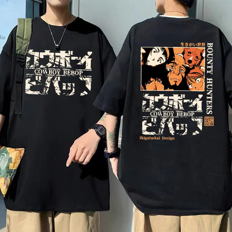 

Anime Cowboy Bebop Space Spike Spiegel Jet Faye Graphic Tshirt Male Pure Cotton Tees Summer Men Women Casual Oversized T-shirts
