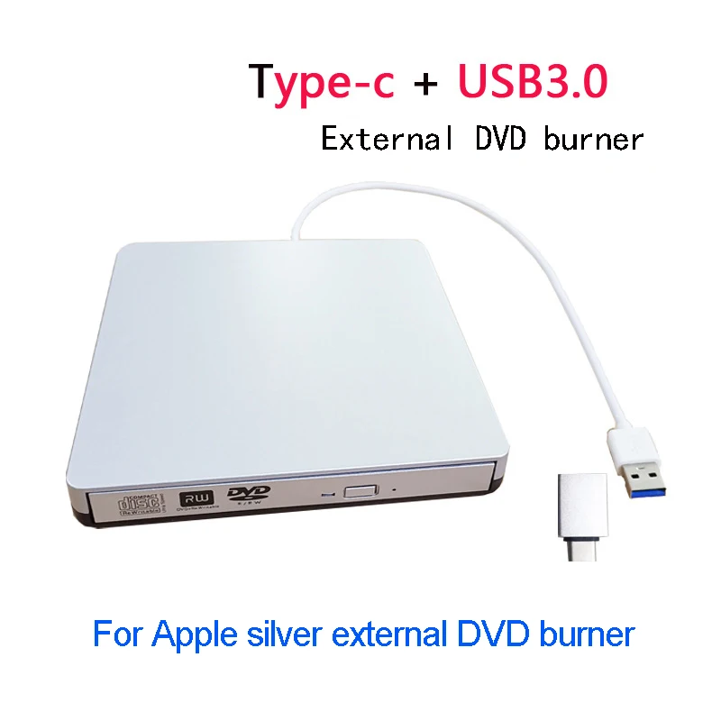 Enlarge External Optical Drive USB3.0 Type C BD-R DL DVD-RW CD Burner Blu-ray Combo Burner Play 3D Video One-Click Eject Desktop