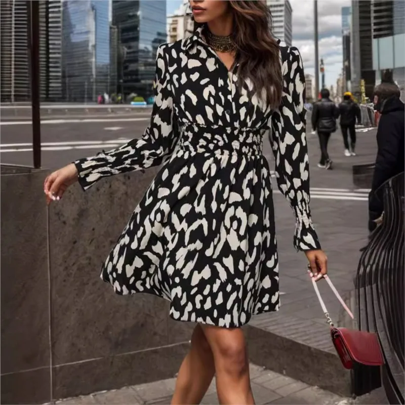 Женская уличная одежда с воротником рубашки на весну и осень высокая талия