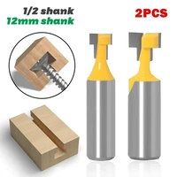2pcs 12 shank t slot cutter steel handle 38 12 woodworking router bit t slotting milling cutter for woodworking tool