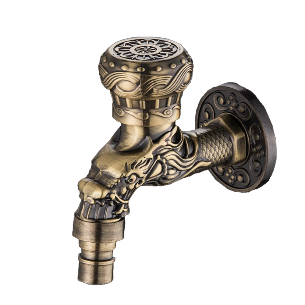

Garden Antique Bronze Bibcock Practical Single Hole Zinc Alloy Accessories Decorative Wall Mounted Outdoor Tap Water Faucet