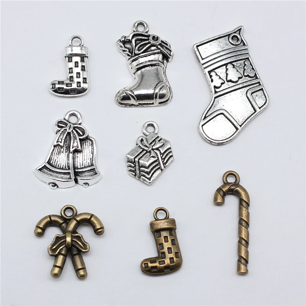 

10 шт. подвески, рождественские чулки, Рождественские Подвески-колокольчики для изготовления ювелирных изделий