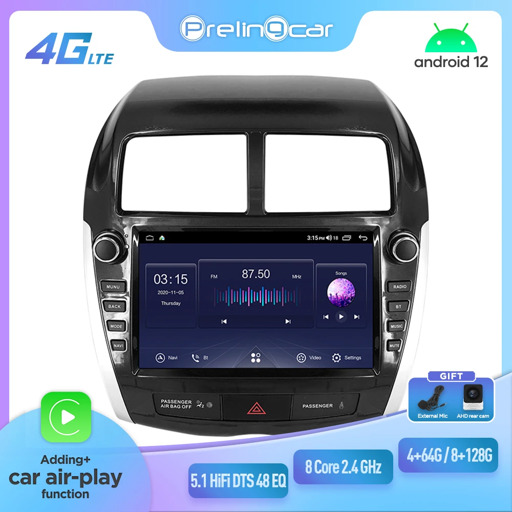 

For Mitsubishi Jinxuan ASX 2010-2016 Android 12 Car Monitor 8 256g Carplay RDS GPS Built 2din Radio DVD Player 5.1HIFI DST