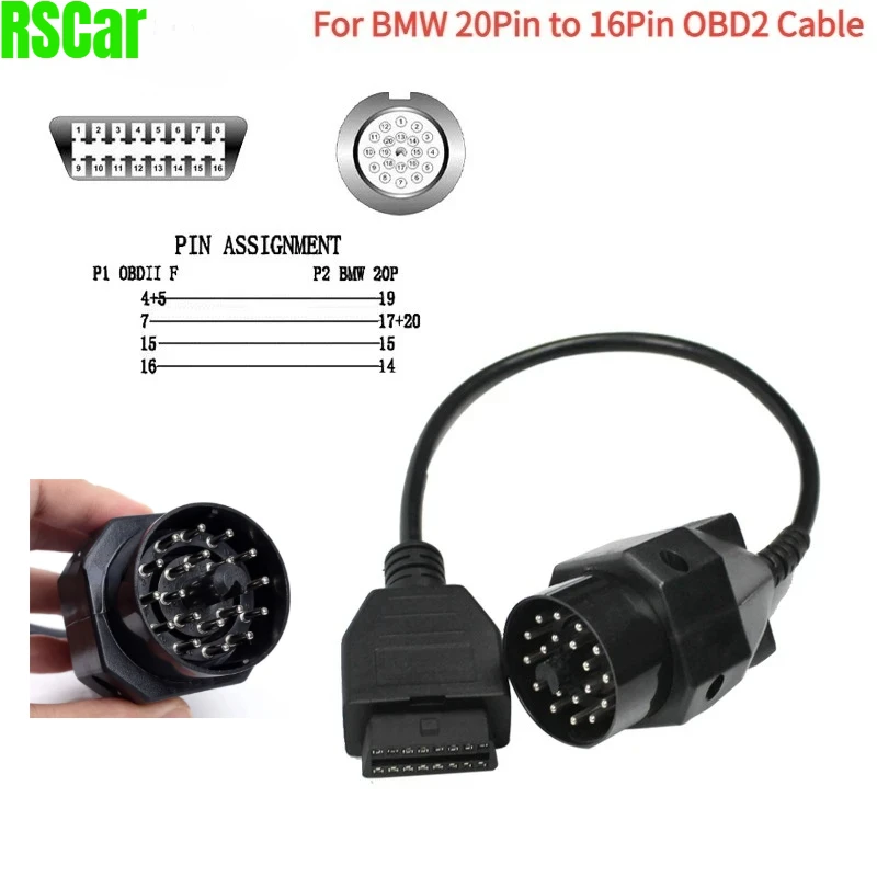 

НОВЫЙ OBD2 для BMW 20Pin к OBD2 16-контактный гнездовой разъем 36 E39 X5 Z3 для BMW 20PIN адаптерный кабель удлинительный кабель адаптер OBDII