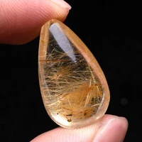 jewelry polished pendant citrine healing stone rutilated quartz yellow hairstone natural hair crystal