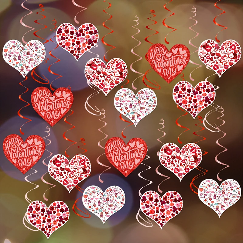 

1Set Valentine Spiral Decor Hanging Heart Decorations Valentine Christmas Birthday Party Hanging Swirls Banner Party Supplies