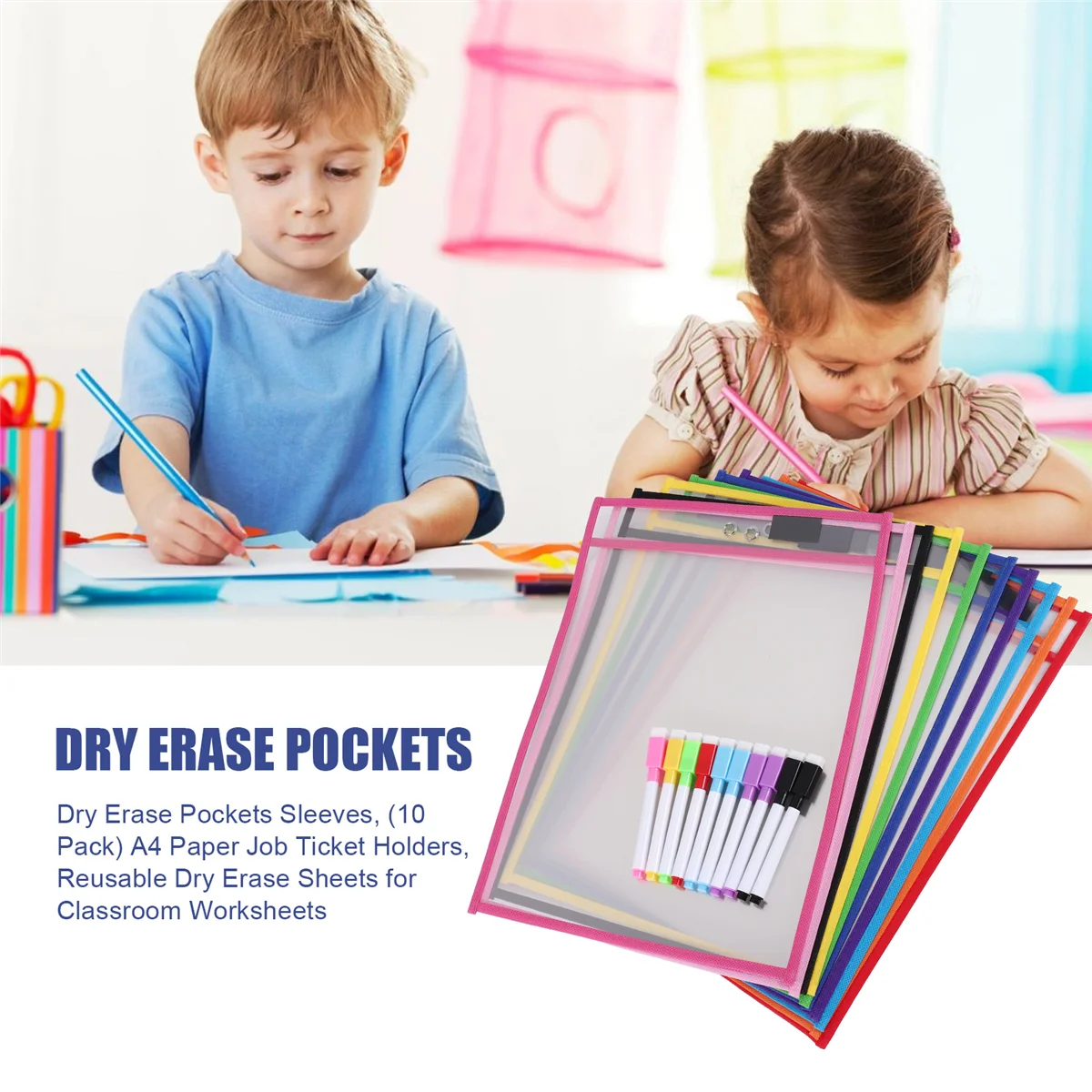 Рукава с карманами для сухого стирания (10 шт.) Держатели билетов на документы