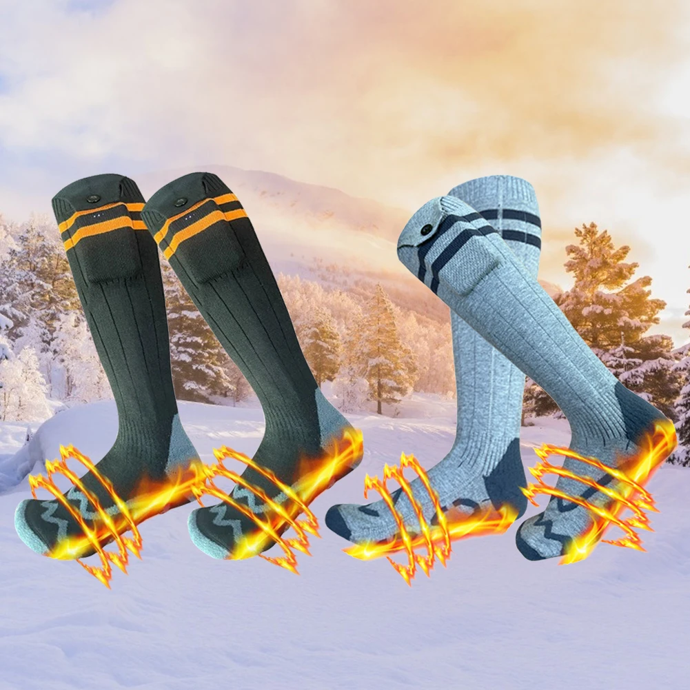 

Перезаряжаемые зимние Подогреваемые носки с аккумулятором, моющиеся, для спорта на открытом воздухе, кемпинга, пешего туризма, катания на лыжах