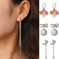 summer candy color pearl earrings for women tassel zircon rhinestone dangle drop earring piercing fashion jewelry accessory gift