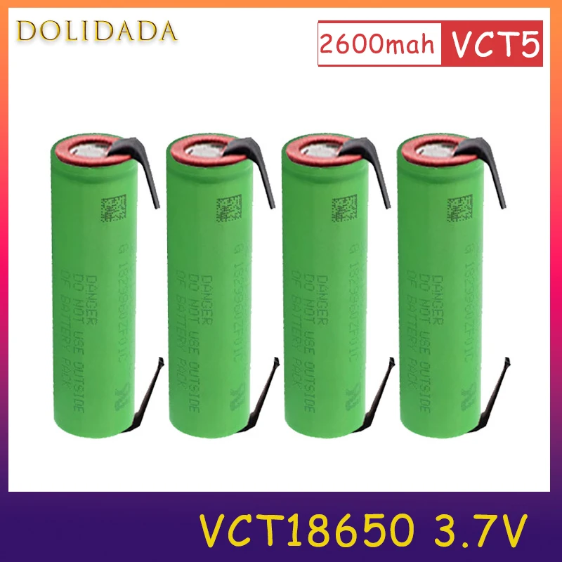 

18650 перезаряжаемая батарея Vtc5 3,7 в 2600 мАч 30A разряд литий-ионные запасные батареи для электроинструментов дронов с DIY никелем