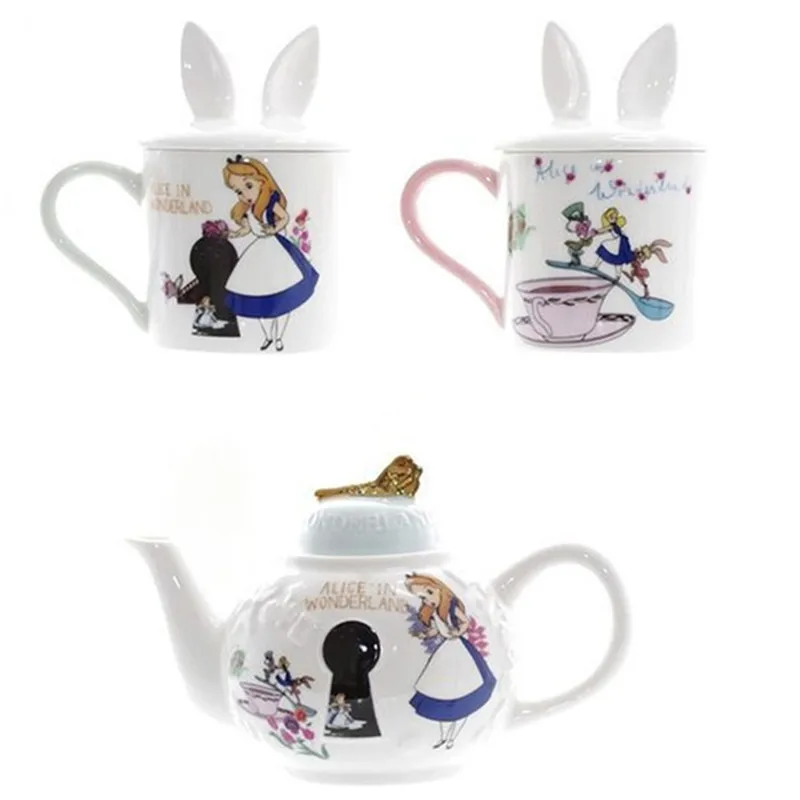 

Cartoon Alice in Wonderland Tea Pot Set Teapot Couple Mug Ceramic Creative Couples Mugs Xmas Gift Fast Post