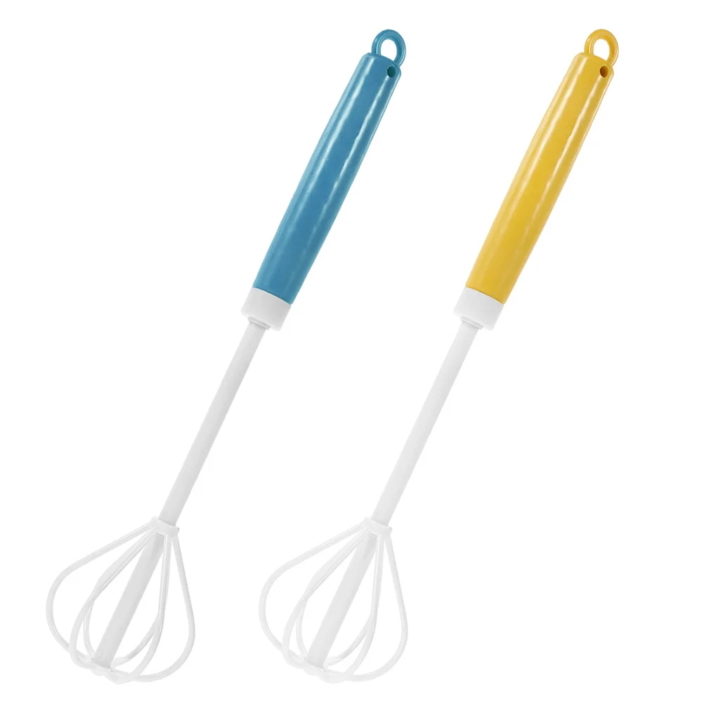 

2pcs Semi-Automatic Whisk Mixer Egg Milk Beater Milk Frother Rotating Push Whisk