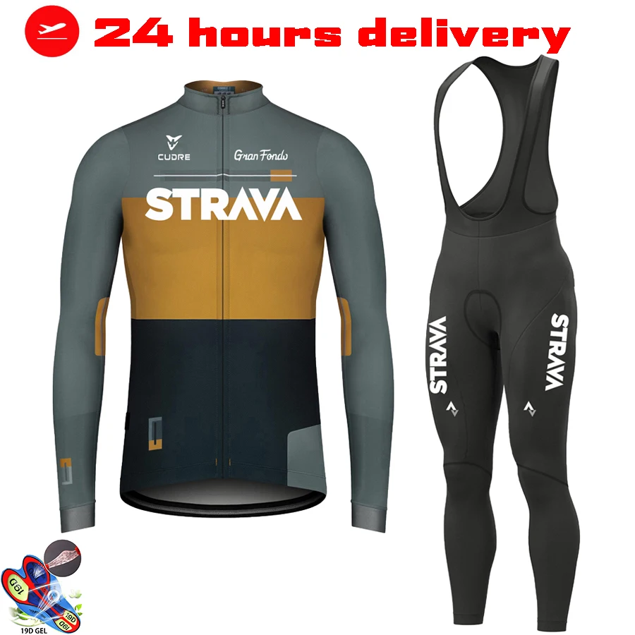 

Трикотажный комплект Strava мужской с длинным рукавом, одежда для горных велосипедов, велосипедная одежда, 19D гелевые брюки с нагрудником, 2022