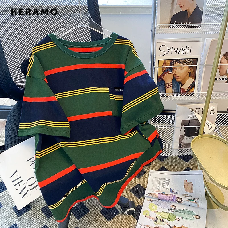 

Женская винтажная мешковатая футболка в американском стиле, Повседневная Свободная футболка оверсайз с коротким рукавом и круглым вырезом...