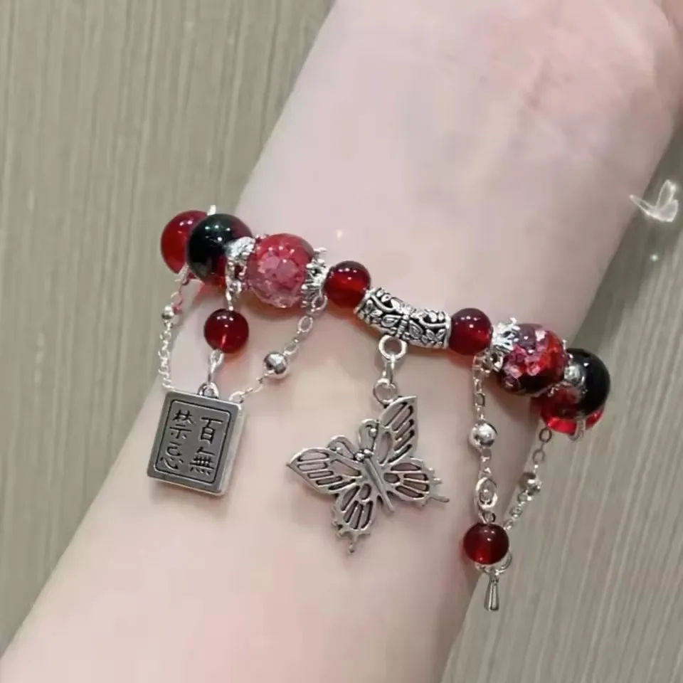 Фото Tian Guan Ci Fu браслет для косплея Xie Lian Hua Cheng Heaven официальное благословение подвеска-бабочка браслеты из бисера подарок для пары №4