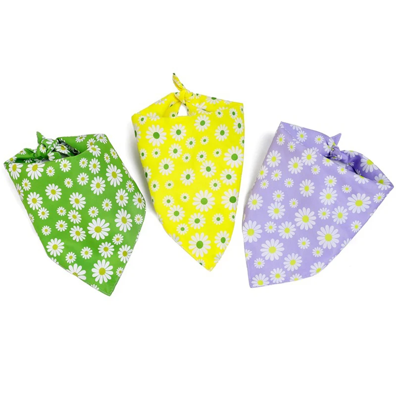 

Sucado Dog Bandana Daisy Sunflower Floral Spring Summer Washable Soft Doggy Kerchief Adjustable for Small Medium Large Pet