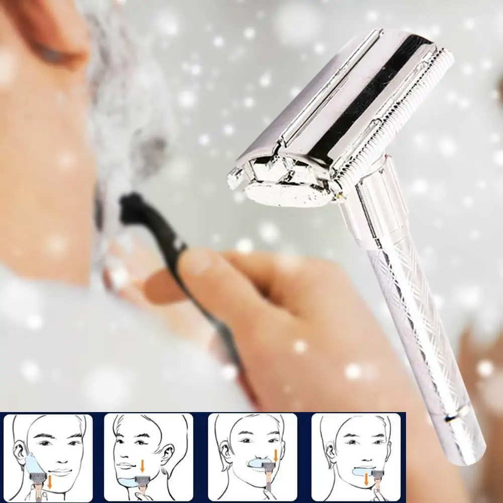 Safe Simple Manual Safety Classic Men Double Edge Adjustable Hair Blade Blades Steel Imitation Shaving Shaver Clean No Residue | Красота и