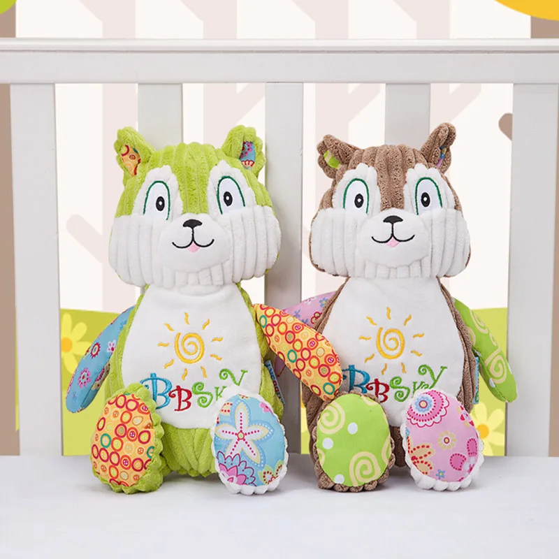 

Best Sale High Quality Cartoon Animal Squirrel Appease Doll Plush Toy Baby Companion Doll With BB Device Sonajas Rammelaars