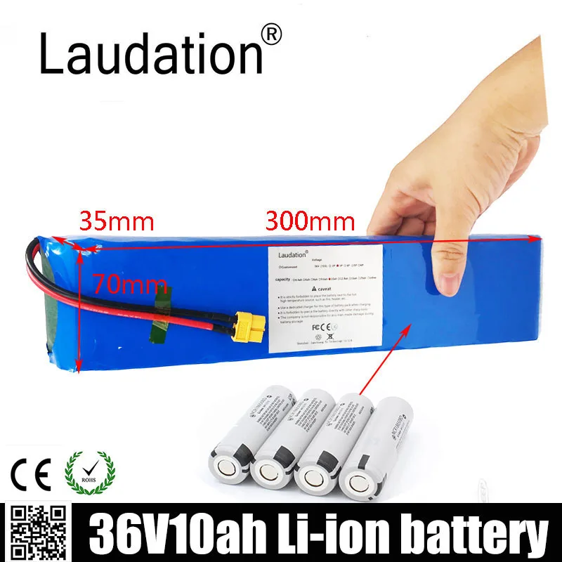 

Laudation 36V10ah Battery 10S 3P 42V 10000mah 18650 Pack With 15A BMS XT60 For Scooters Motors Less Than 500W, Electric Bicycles