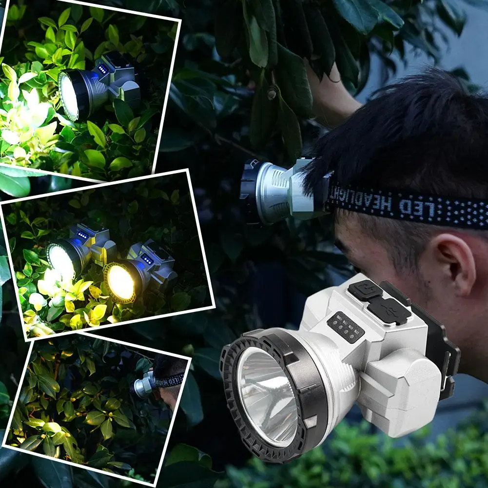 

New LED Strong Light Headlights Work Headlights Dual Lithium Portable Headlights Outdoor Long Range Night Fishing And Mining Lig