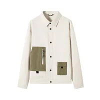 2022 New Autumn Pockets Turn-down Collar Jackets Men Street Fashion Long Sleeve Buttons Outwear Short Slim Fit Hot Sale Coats