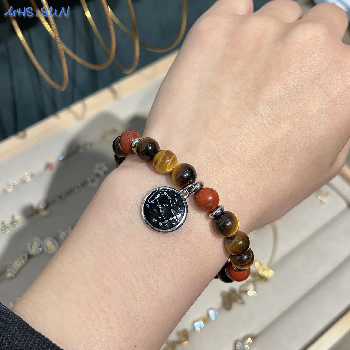 MHS.SUN тигровый глаз/аметист/кандоль натуральный камень 12 созвездий браслеты с
