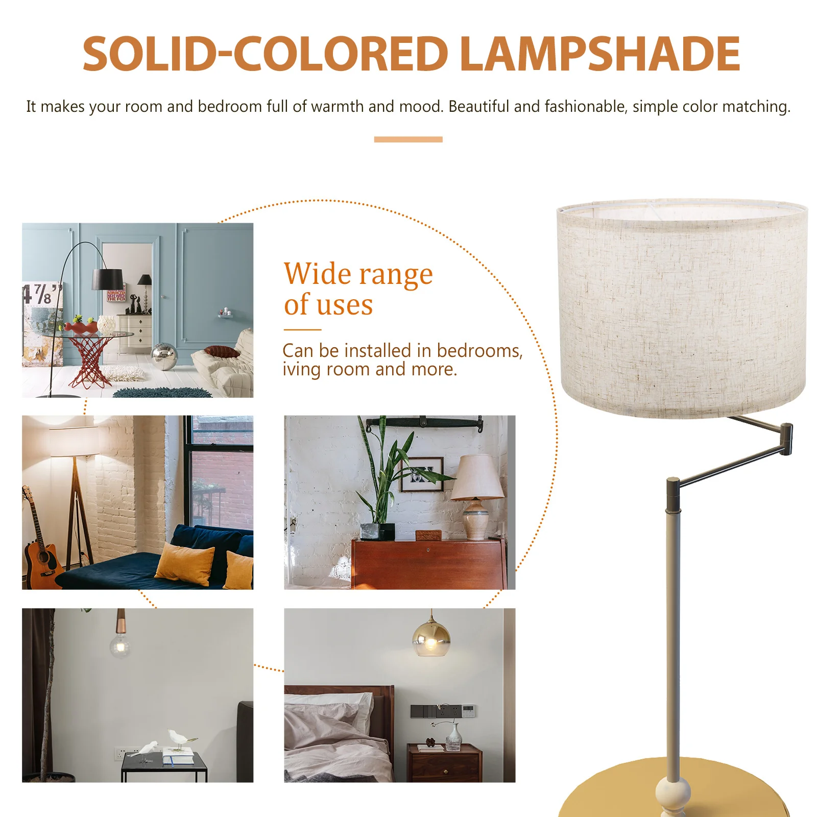 

Shade Lamp Light Lampshade Cover Linen Floor Drum Table Chandelier Desktop Cloth Wall Fabricclip Standing Replacement Bedside