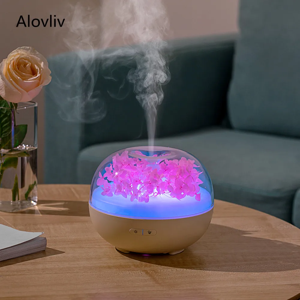 

180ml Flower Aroma Diffuser For Home USB Air Humidifier Ultrasonic Mist Maker with Night Lamps Mini Office Desktop Air Purifier