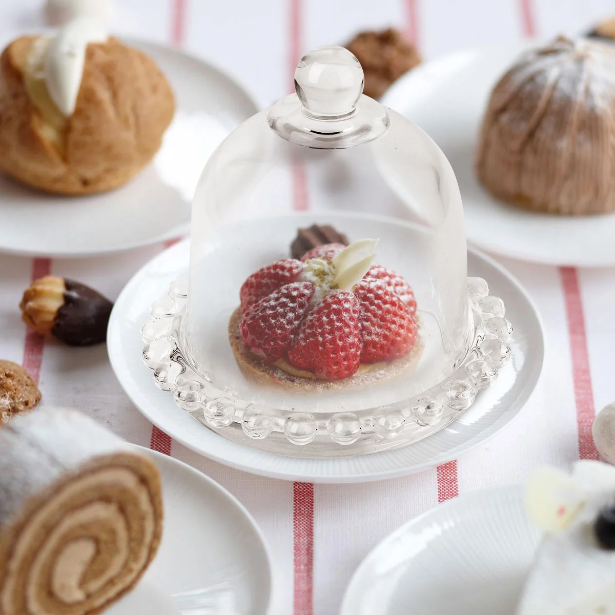 

Cake Domecover Stand Display Plate Cloche Dessert Mini Cupcakebell Serving Case Round Jar Tray Holder Footed Platterclear