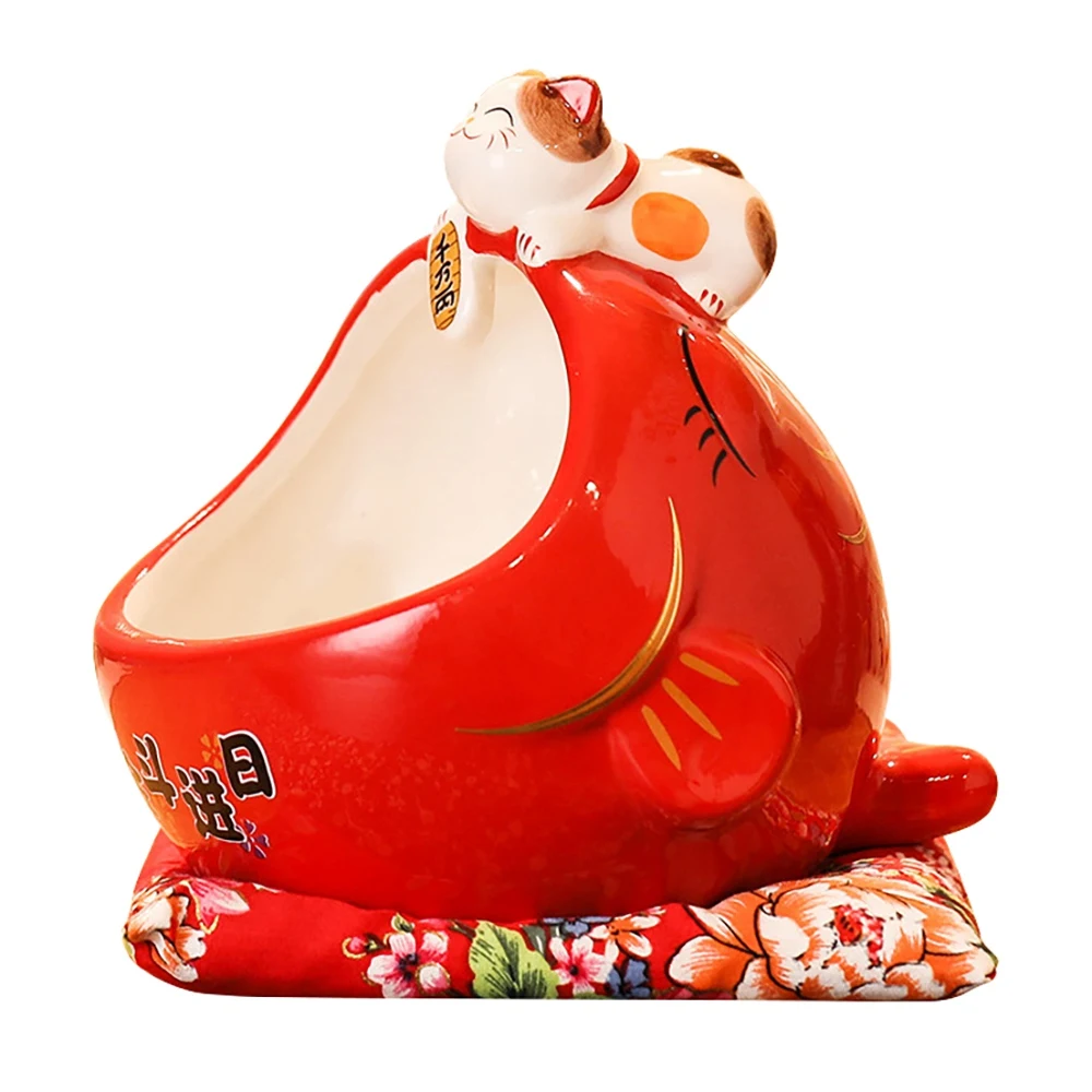 

Ceramic Candy Box Cute Storage Box Money Box Chinese Home Decor for Attract Wealth and