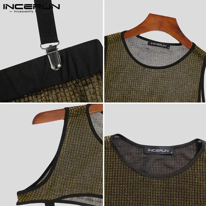 Stylish Hot Sale Men's Suit 2 Pieces Sexy Leisure All-match Simple Male Reflective Two-piece Sleeveless Suits S-5XL 2022 INCERUN