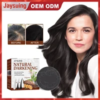 free shipping jaysuing hair shampoo polygonum essence hair darkening shampoo soap natural organic gray reverse hair cleansing