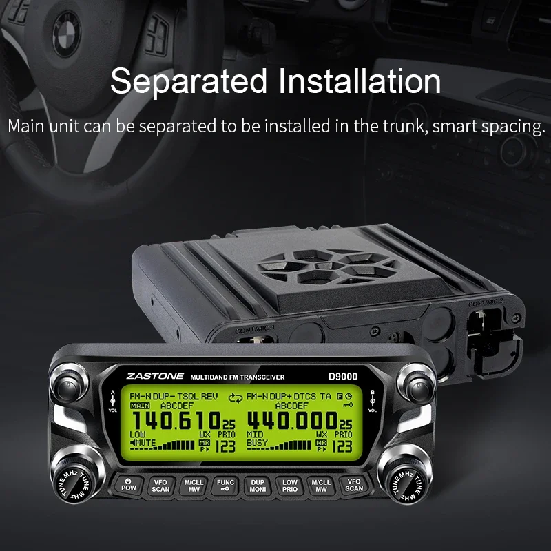 Фото 2023 Zastone D9000 50W Автомобильная рация 50 км, двухдиапазонная (U/V) мобильная радиостанция, КВ-трансивер, CB-радиостанция 136-174 МГц 400-520 МГц №5