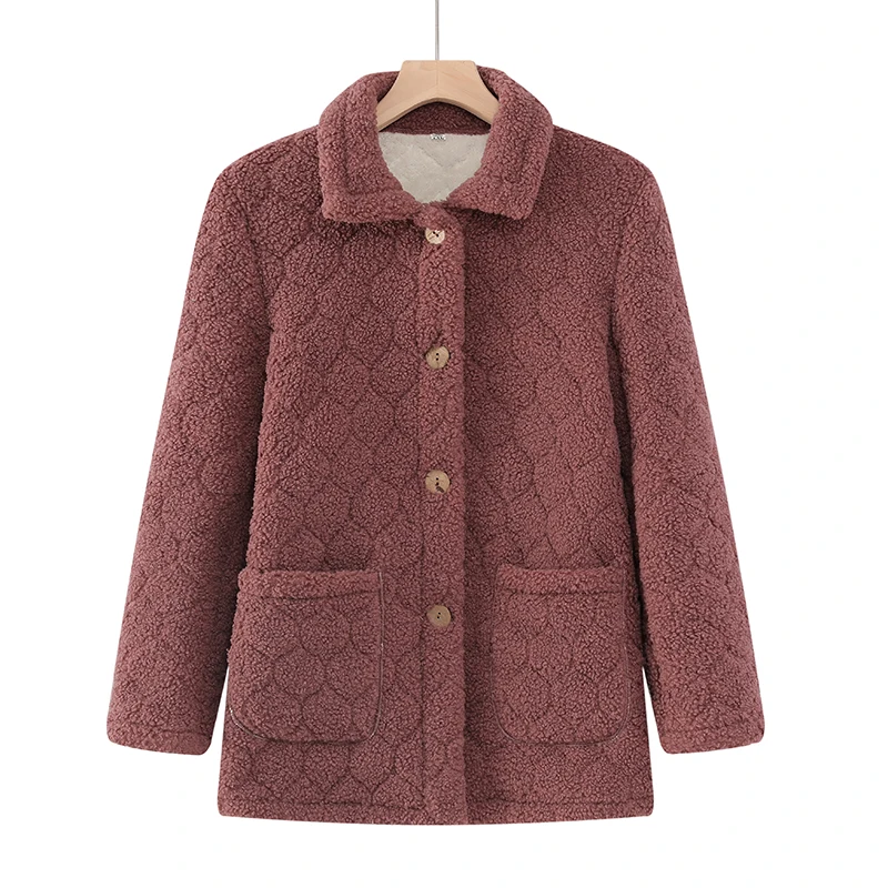 

Зимнее пальто для бабушки среднего и пожилого возраста женский плюшевый утепленный шерстяной топ модная плюшевая одежда для матери с хлопковой подкладкой