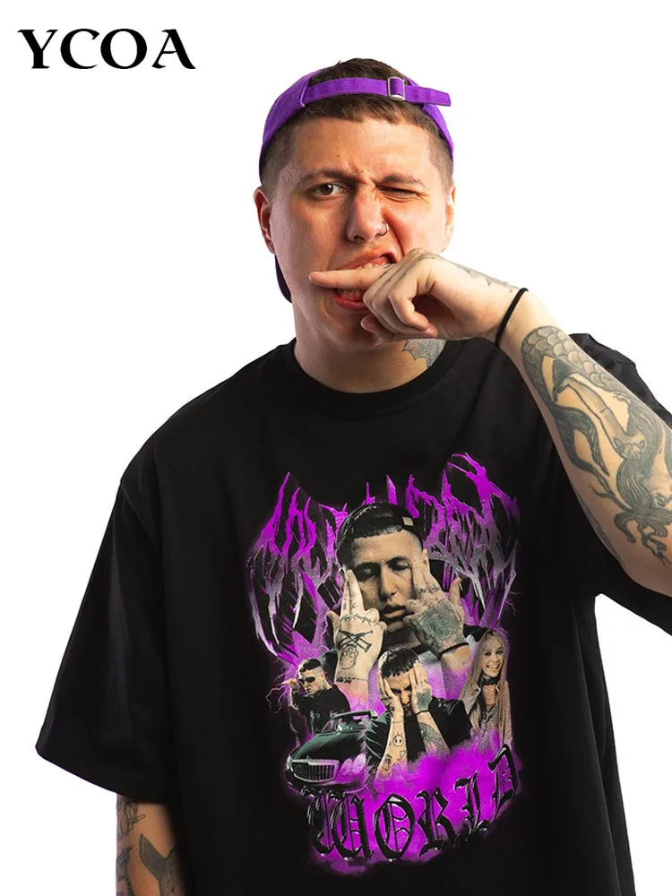 Футболка мужская оверсайз в стиле хип-хоп хлопковый топ с графическим принтом