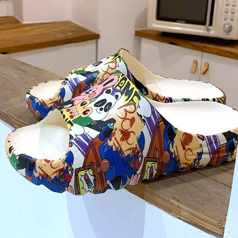 

New Women Men Summer Slippers Beach Slides Sandals Cartoon Rabbit Game Flip Flops Thick Soled Boys Girls Couples Bathroom Shoes