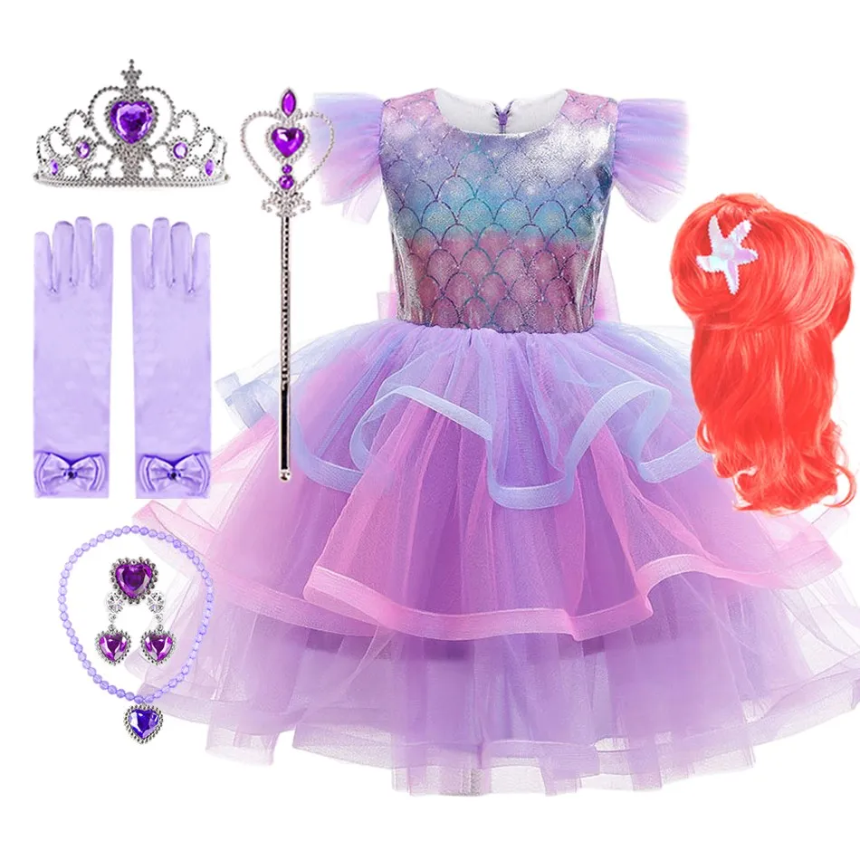 

Little Girl Ariel Mermaid Dress Up Kids Summer Dress Princess Dress Kids Halloween Party Show 3 4 5 6 7 8 9 10 Years Old Costume