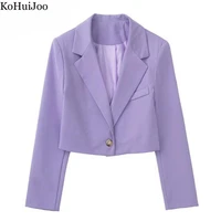kohuijoo spring and summer casual blazer women long sleeve solid short button casual suit coat formal office ladies blazers