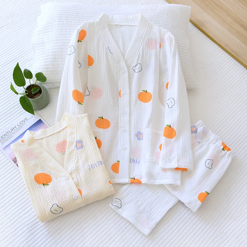 

Пижама Fdfklak из чистого хлопка для грудного вскармливания беременных женщин Пижама 2022 весна осень домашняя одежда для беременных и кормящих матерей