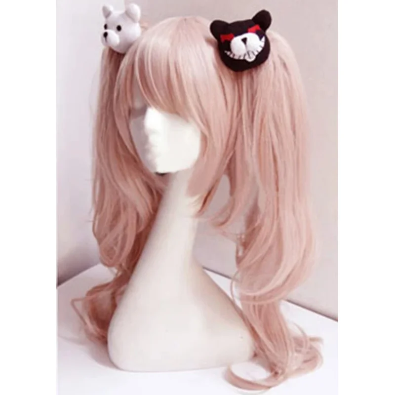 Женский парик для косплея Dangan Ronpa Danganronpa розовый длинный волнистый с зажимом