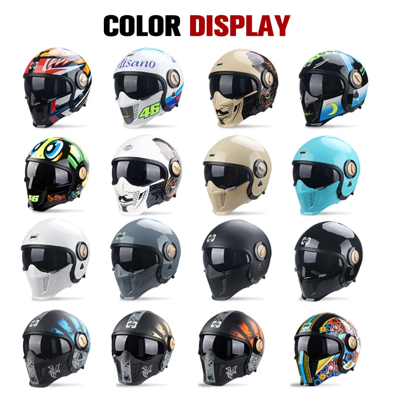 New Motorcycle Vintage Black Warrior Combination Helmet Full Helmet Half Helmet Cruising Helmets Motorcross Give Gift Innovative enlarge