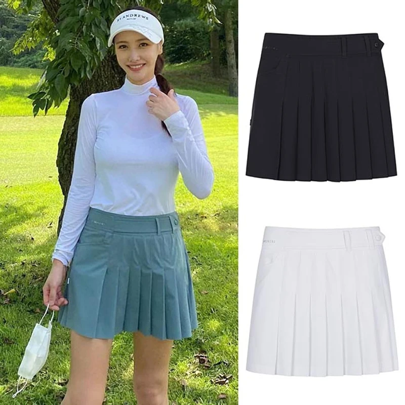 

23 South Korea's Original Single Golf Clothing Women's Pleated Skirt Anti-slip GOLF High-waisted Slimming Solid Color Matching S
