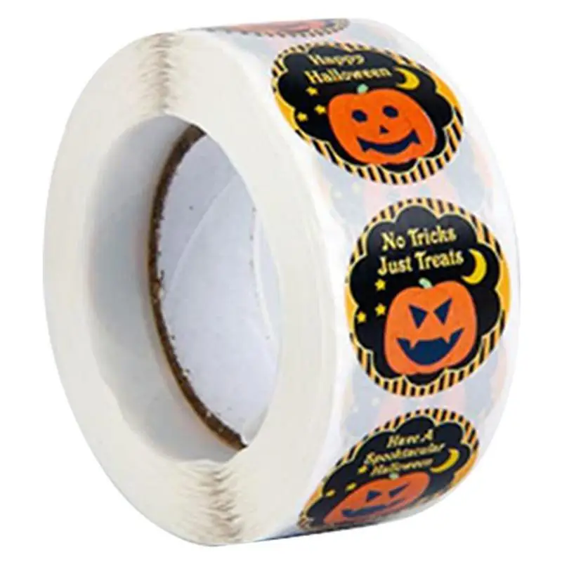 

Pumpkin Autumn Stickers 500pcs/Roll Halloween 8 Pattern Stickers Coated Paper Decorative Stickers Portable Cartoon Halloween