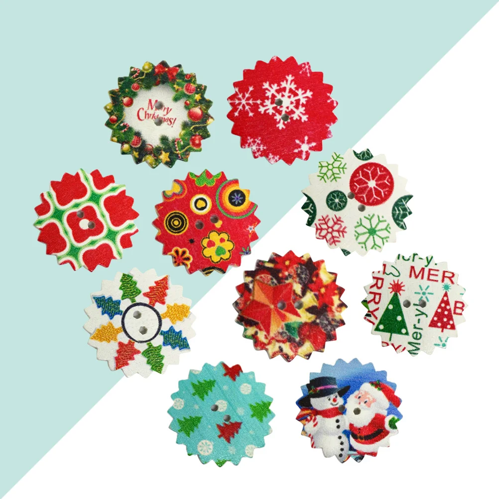

Buttons Wooden Christmassewing Wood Crafts Buttonholes Diy Round Holidaystars Clothing Brown Printed Theme Decorative Studs