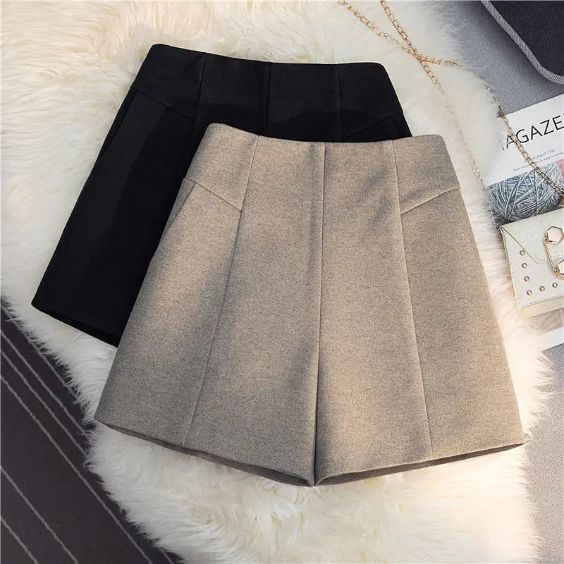 

High Waist Woman Suit Shorts 2022 Korean Bottoms Causal Solid Fashion Elegant Wide Leg Shorts Feminimos Mujer Thicker Shorts Q58