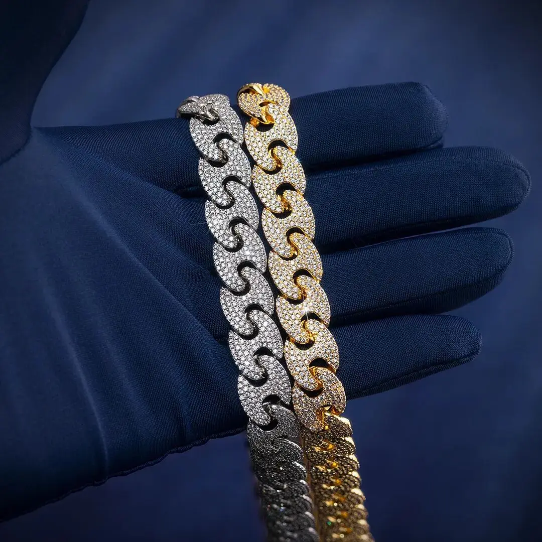 Кубинская цепочка в стиле хип-хоп 12 мм стерлинговое серебро S925 Iced Out уникальная