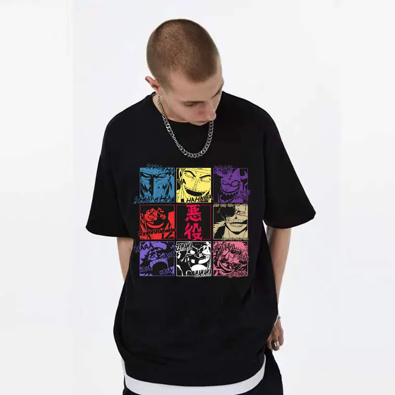 

Fashion Anime One Piece Print T-shirt Men Women Funny Cartoon Tshirt Mens Cartoon Graphic T Shirts Unisex Pure Cotton Streetwear